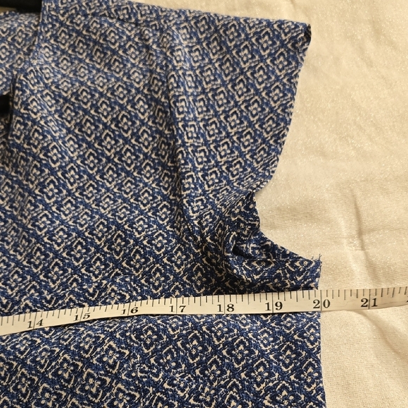 Cynthia Rowley Silk Blue Geometric Blouse - Picture 8 of 12